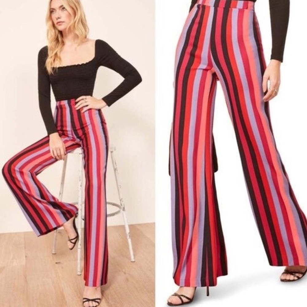 Reformation Multicolor Striped Wide Leg Pants